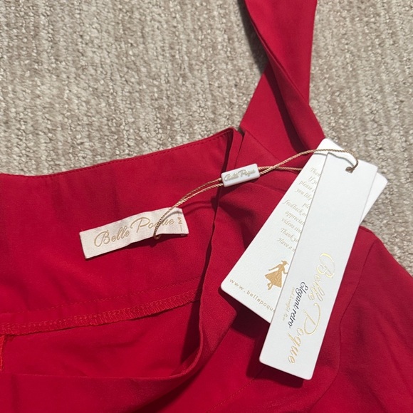 Belle Pogue Women Pleated Skirt Size M Red Midi Skirt with Pockets A-Line - Picture 7 of 10